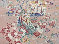 414 - Japanese Silk - Floral Garden - Shockikubai (Pine, Bamboo, Plum Blossom) - Pinkish Beige