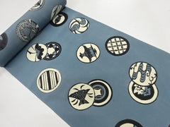 601 - Japanese Silk - Japanese Crests - Blue Gray