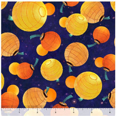 Asian - Lantern Song Floating Festival Lanterns - 28628-N - Navy - ON SALE - Save 20% - By the Yard - Last 1 1/8 Yards