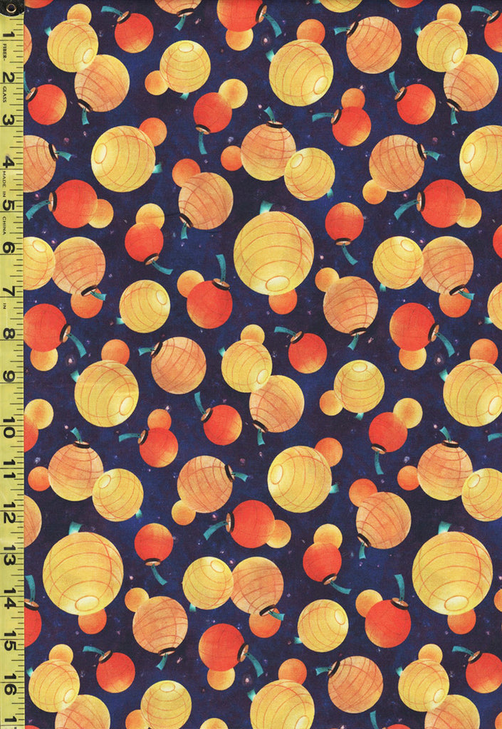 Asian - Lantern Song Floating Festival Lanterns - 28628-N - Navy - ON SALE - Save 20% - By the Yard - Last 1 1/8 Yards