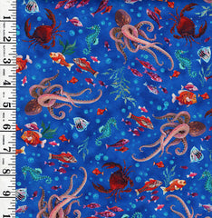 Tropical - Sun & Sea - Sealife Ocean Toss - 28678-Y - Blue - ON SALE - SAVE 20% - BY THE YARD