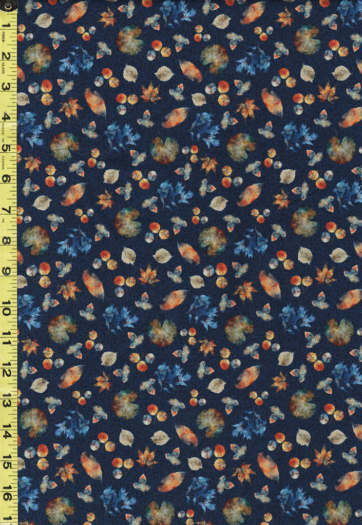 *Floral - A Flutter of Leaves - Small Floating Fall Leaves - 29121-W - Navy