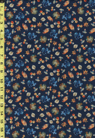 *Floral - A Flutter of Leaves - Small Floating Fall Leaves - 29121-W - Navy - ON SALE - SAVE 20% - Last 1 3/4 Yards