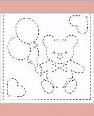 Sashiko Pre-printed Sampler - Kids Teddy Bear & Balloons # 3008 - Dusty Rose - ON SALE