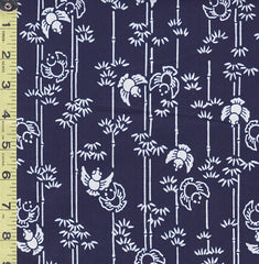 Yukata Fabric - 607 - Bamboo & Birds - Indigo - By the Half Yard