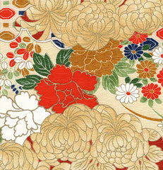 596 - Japanese Combined Weave - Floral Garden - Multi-Colors - Gold Metallic