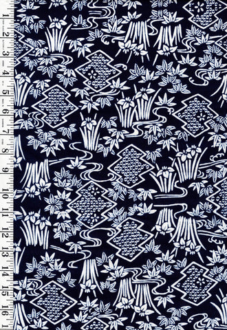 Yukata Fabric - 518 - Baby Iris & River Swirls - Indigo