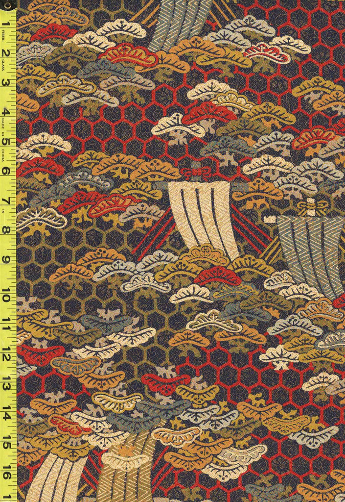 524 - Japanese Silk - Boat Sails & Japanese Pines - Multi-Colors