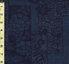 419 - Japanese Silk - Floral Squares - Blue & Black