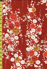 536 - Japanese Silk - Cherry Blossom Branches - Dark Brick Red