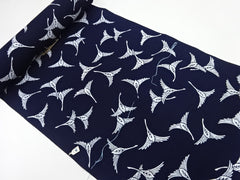 Yukata Fabric - 611 - Abstract Flying Cranes - Indigo - Last 1 3/8 Yards