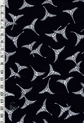 Yukata Fabric - 611 - Abstract Flying Cranes - Indigo