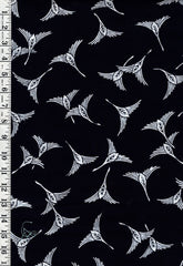 Yukata Fabric - 611 - Abstract Flying Cranes - Indigo - Last 1 3/8 Yards