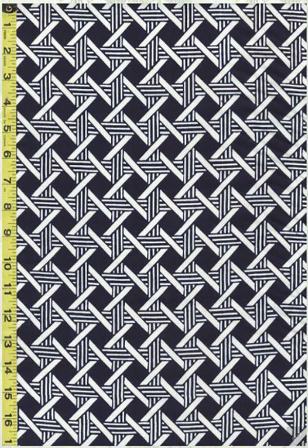 Yukata Fabric - 567 - Lattice Diamonds & Interlocking Bars - Indigo & White