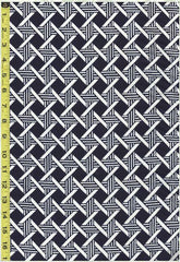 Yukata Fabric - 567 - Lattice Diamonds & Interlocking Bars - Indigo & White