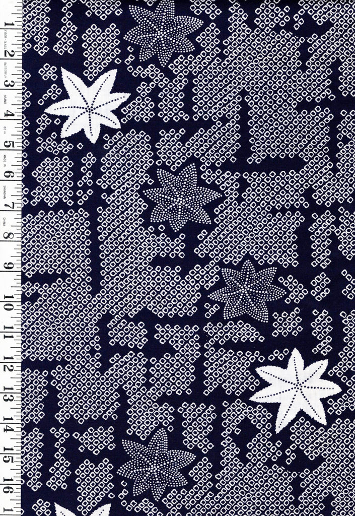 Yukata Fabric - 569 - Maple Leaves & Shibori Motif - Indigo