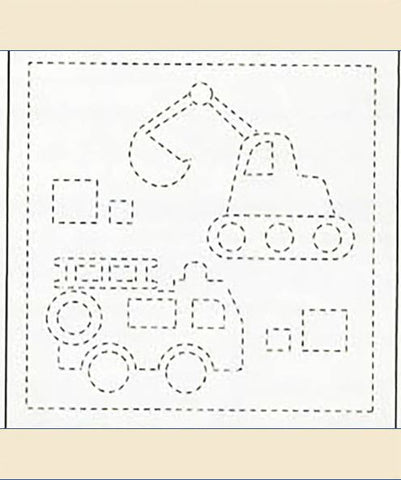 Sashiko Pre-printed Sampler - Kids Bulldozer & Fire Truck # 6003 - Beige - ON SALE
