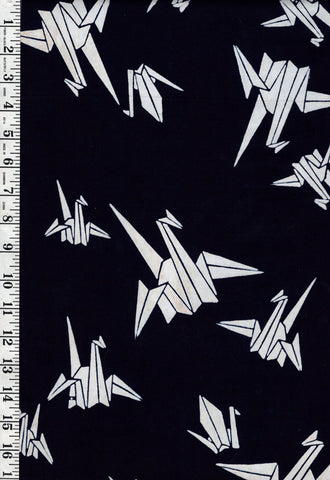 Yukata Fabric - 612 - Origami Cranes - Indigo - By the Half Yard