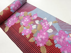 Yukata Fabric - 635 - Pink Hydrangea - Multi-Colors