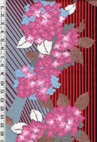 Yukata Fabric - 635 - Pink Hydrangea - Multi-Colors