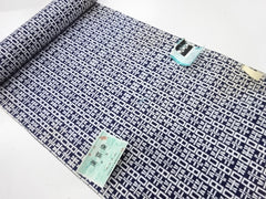 Yukata Fabric - 643 - Domino Geometric - Indigo & White