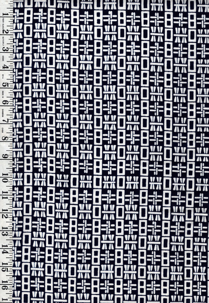 Yukata Fabric - 643 - Domino Geometric - Indigo & White