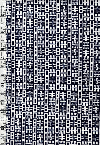 Yukata Fabric - 643 - Domino Geometric - Indigo & White