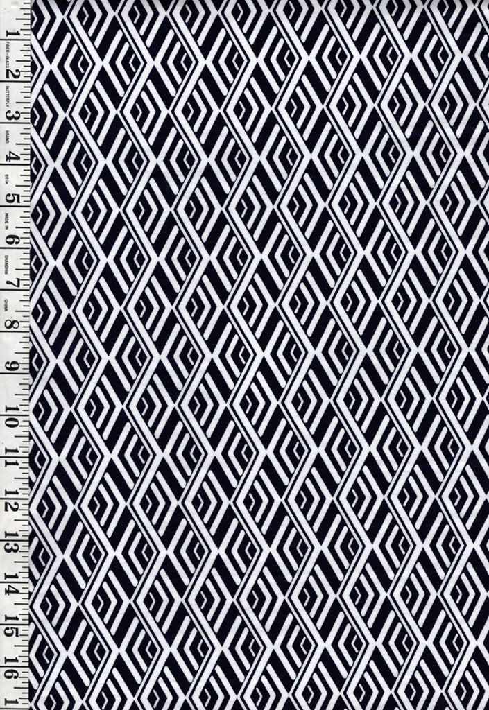 Yukata Fabric - 644 - Radiating Diamonds - Indigo & White