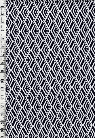 Yukata Fabric - 644 - Radiating Diamonds - Indigo & White