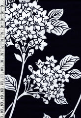 Yukata Fabric - 645 - Hydrangea Bouquets - Dark Navy - Indigo