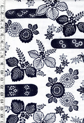 Yukata Fabric - 646 - Chrysanthemums & Paulowna - White & Indigo