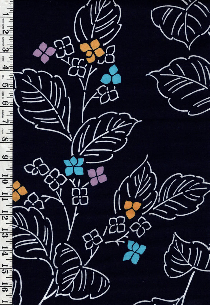 Yukata Fabric - 648 - Small Colorful Floral Petals - Indigo