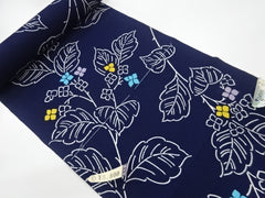 Yukata Fabric - 648 - Small Colorful Floral Petals - Indigo