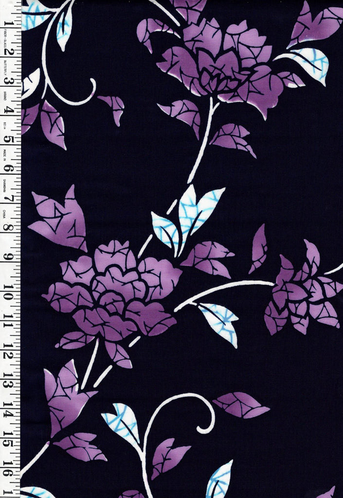 Yukata Fabric - 650 - Purple Flowers - Indigo