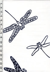 Yukata Fabric - 664 - Large Decorative Dragonflies - White