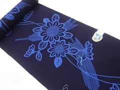 Yukata Fabric - 665 - Blue Sunflowers - Indigo