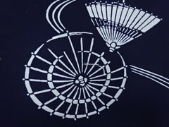 Yukata Fabric - 666 - Umbrellas & Water Swirls - Indigo