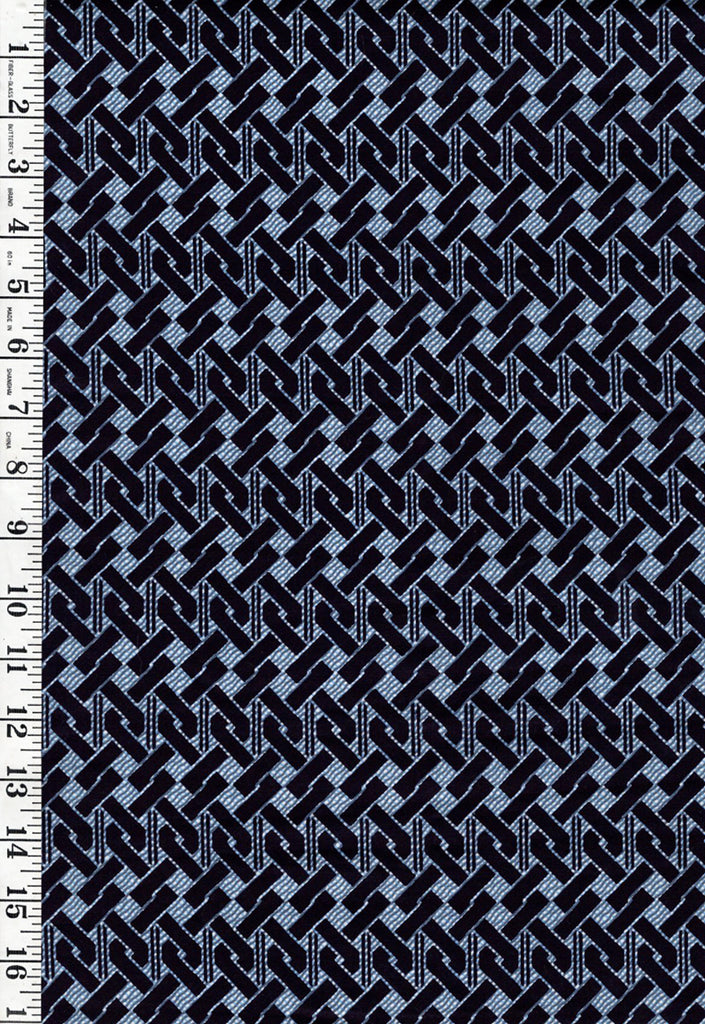 Yukata Fabric - 668 - Interlocking Chain Link - Indigo & Blue