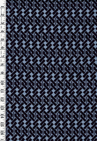 Yukata Fabric - 668 - Interlocking Chain Link - Indigo & Blue