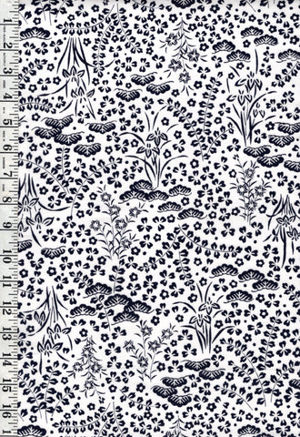Yukata Fabric - 673 - Bamboo, Iris & Pines - White