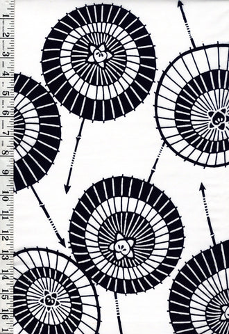 Yukata Fabric - 674 - Japanese Umbrellas - White