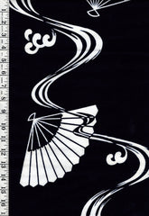 Yukata Fabric - 678 - Large Floating Fans & Water Swirls - Indigo