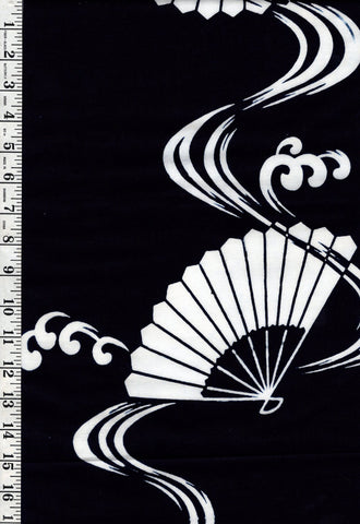 Yukata Fabric - 678 - Large Floating Fans & Water Swirls - Indigo