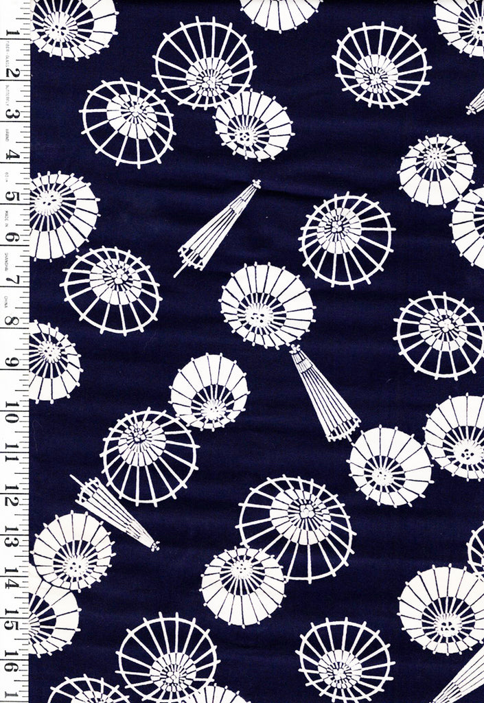 Yukata Fabric - 683 - Floating Umbrellas - Indigo