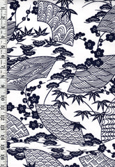 Yukata Fabric - 695 - Fans, Blossoms, Maple Leaves & Pines - White