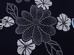 Yukata Fabric - 701 - Floating Flowers with Dotted Petals & Shibori-Like Flowers - Indigo