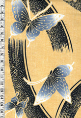 Yukata Fabric - 709 - Butterflies & Dotted Swirls - Butter Yellow