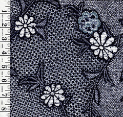 Yukata Fabric - 722 - Shibori Daisies & Leafy Branches - Textured - Indigo