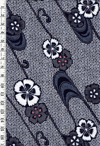 Yukata Fabric - 724 - Shibori Floating Blossoms - Textured - Indigo