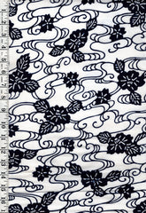Yukata Fabric - 734 - Floral River Swirls - Indigo & White